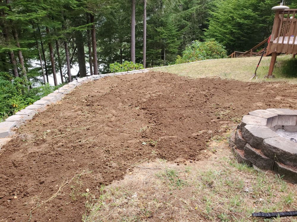 Gallery photos for Lake House Landscaping With Retaining Walls, Drainage, and Sprinklers: Image #12