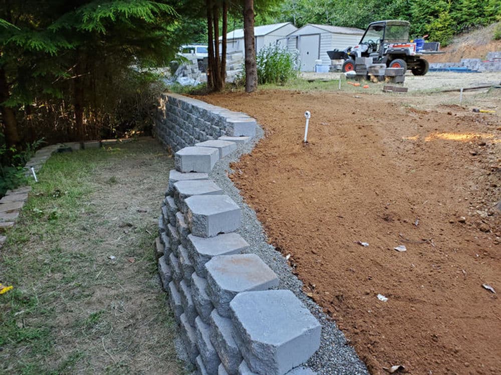 Gallery photos for Lake House Landscaping With Retaining Walls, Drainage, and Sprinklers: Image #6