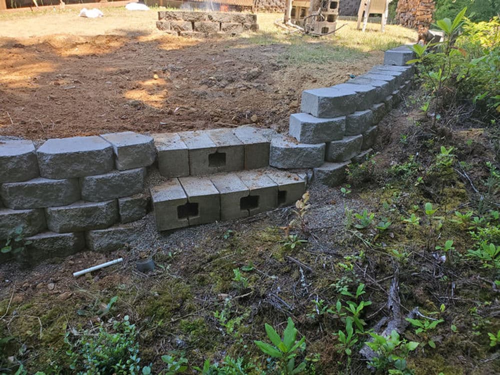 Gallery photos for Lake House Landscaping With Retaining Walls, Drainage, and Sprinklers: Image #3