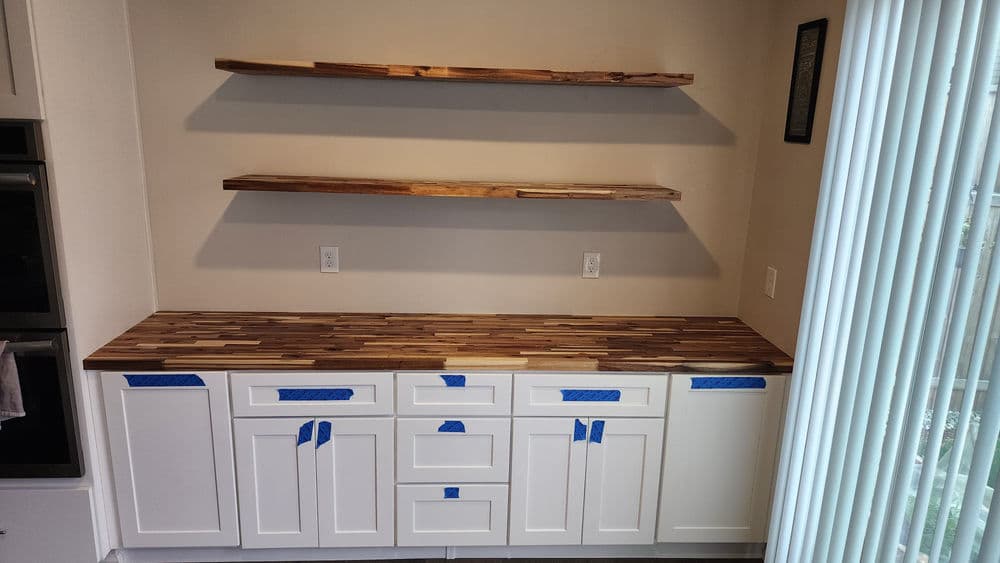 Gallery photos for Custom Butcher Block Countertop and Floating Shelf Install in Silverdale: Image #7