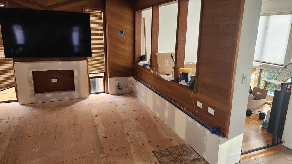 Sunken Living Room Rebuild and Carpet Install in Fox Island